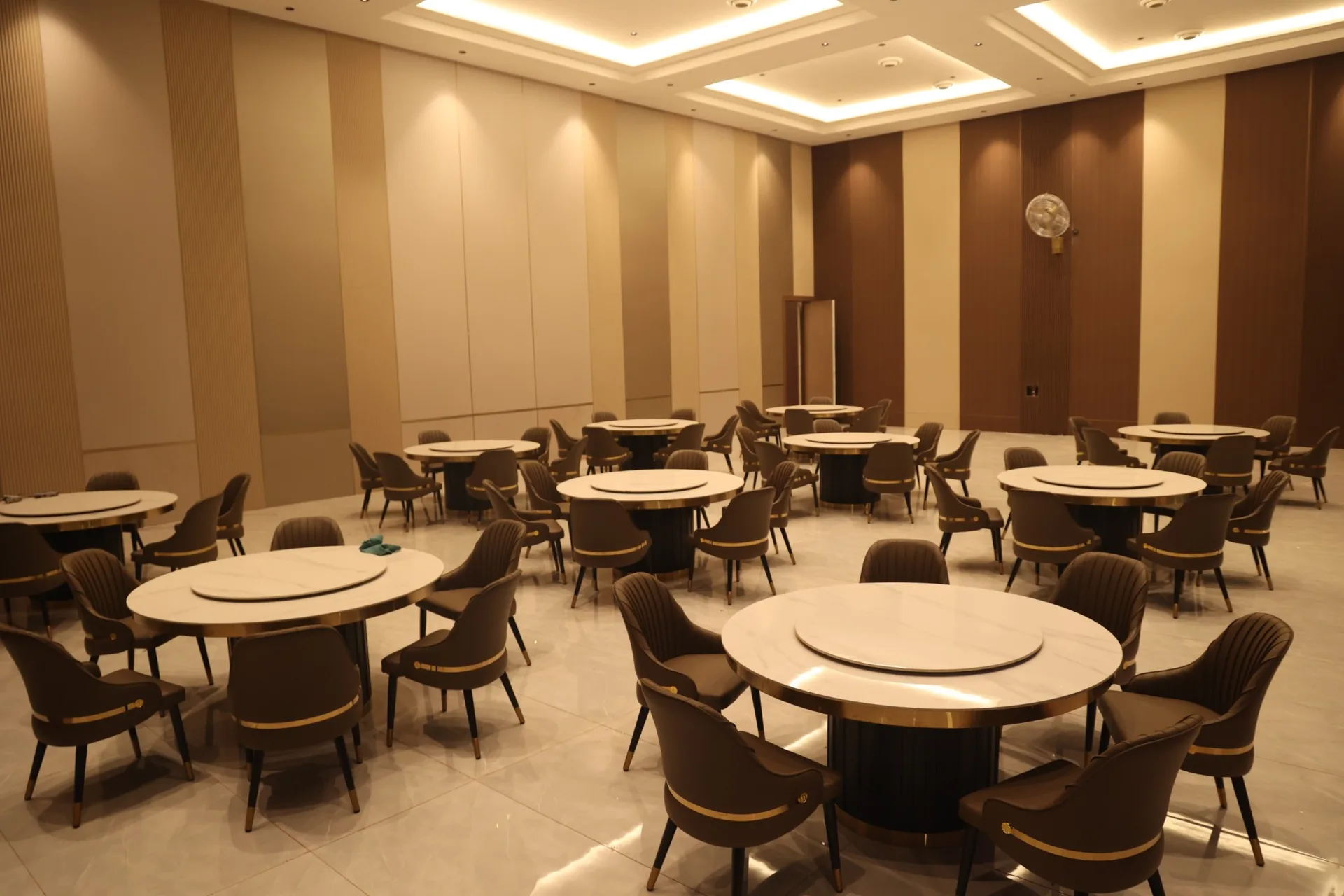 Dining hall with round tables