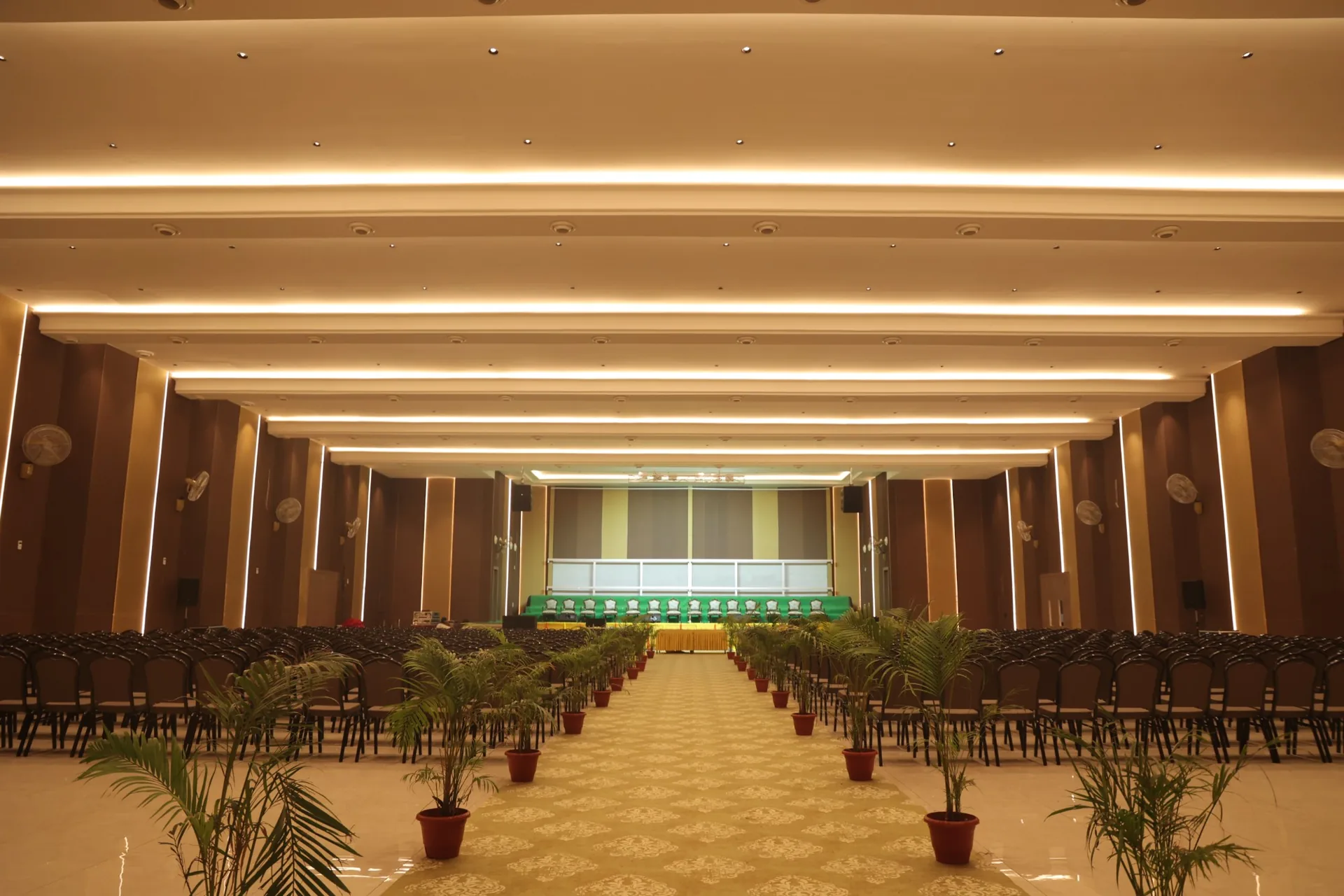 Main hall with seating and aisle to the stage